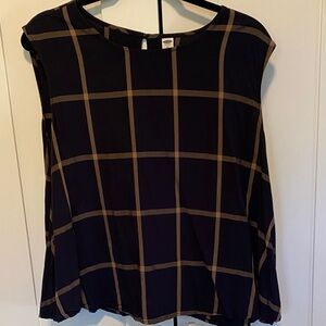 Old Navy - Navy and Tan Plaid Women's Top